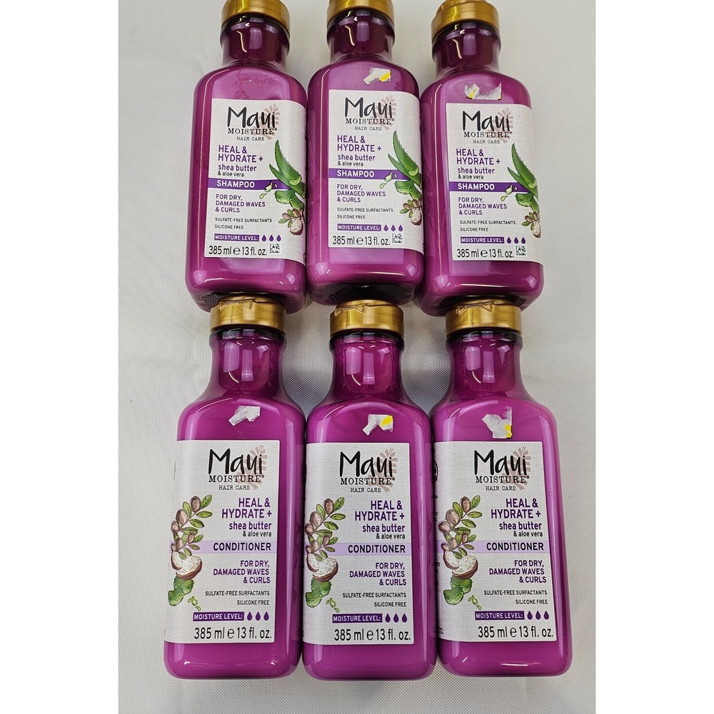 Maui Moisture Heal Hydrate Shea Butter Shampoo Conditioner Set 6pk 13oz Bottles